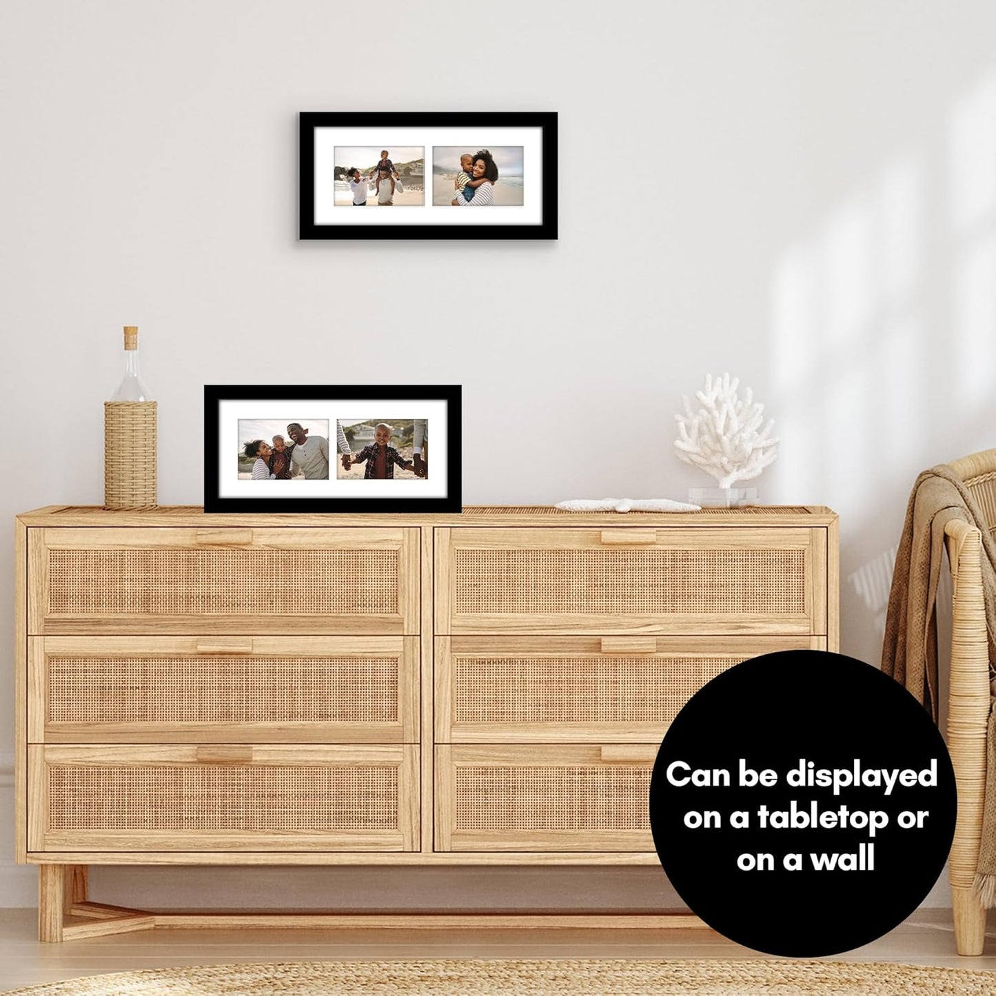 Americanflat 4x6 Collage Picture Frame with Shatter-Resistant Glass - Fits Five 4x6 Photos or Use as One 11x14 Picture Frame - Signature Collection - Collage Frames for Wall Display - Black