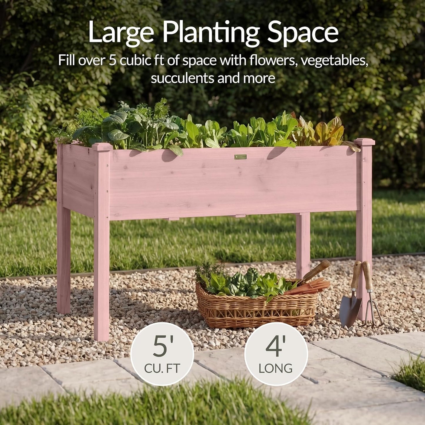 Best Choice Products 72x24x30in Raised Garden Bed, Elevated Wood Planter Box Stand for Backyard, Patio, Balcony w/Divider Panel, 6 Legs, 300lb Capacity - Natural