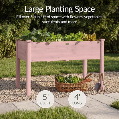 Best Choice Products 72x24x30in Raised Garden Bed, Elevated Wood Planter Box Stand for Backyard, Patio, Balcony w/Divider Panel, 6 Legs, 300lb Capacity - Natural