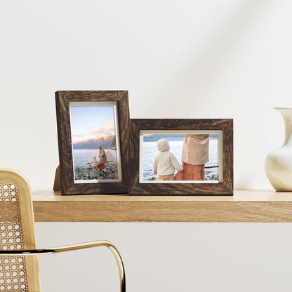 Vittanly 8x10 Picture Frames Set of 9, Shatter Resistant Plexiglass, Display 5x7 Pictures with Mat or 8x10 without Mat, Photo Frames for Wall or Tabletop, Engineered Wood, Black - Colors A