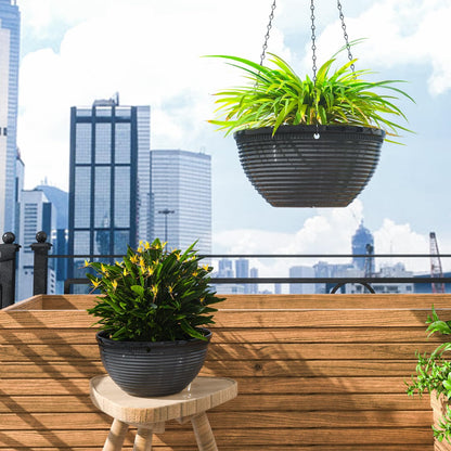 Vanslogreen 2 Pack Hanging Planters for Indoor Outdoor Plants, 10 Inch Hanging Planter with Drainage Hole & Plug Glazed Hanging Baskets Flower Pots for Garden Home (Blue)