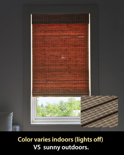 UNISHADES Cordless Bamboo Roman Shades for Windows, Blinds Size (30.5" W ×48" H) Colour (Highfield Teak)