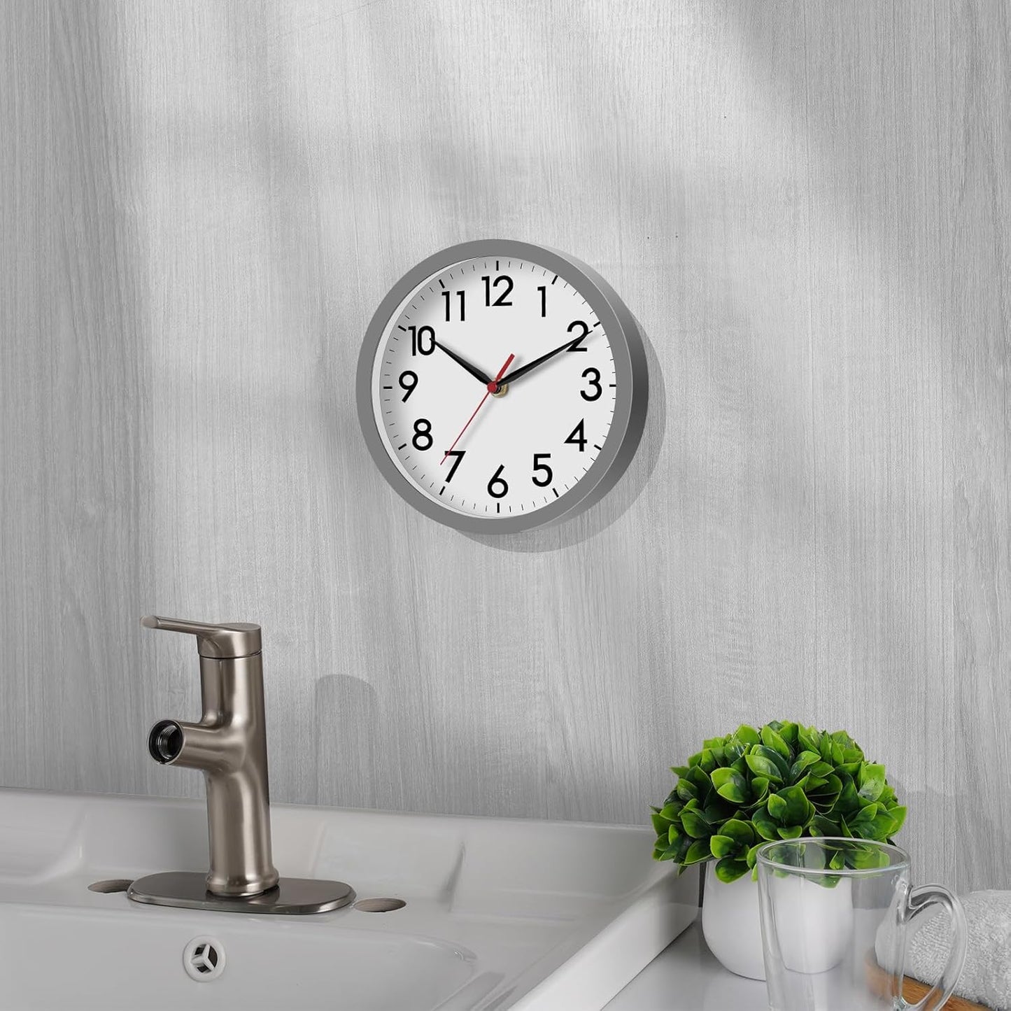 AKCISOT Wall Clock, Modern Small Wall Clocks Battery Operated 8 Inch, Silent Non-Ticking Analog Classic for Office, Home, Bathroom, Kitchen, Bedroom, School(Black)