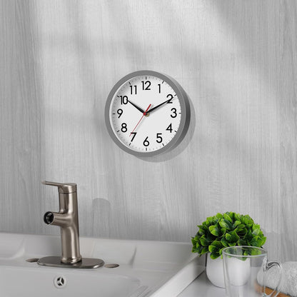 AKCISOT Wall Clock, Modern Small Wall Clocks Battery Operated 8 Inch, Silent Non-Ticking Analog Classic for Office, Home, Bathroom, Kitchen, Bedroom, School(Black)