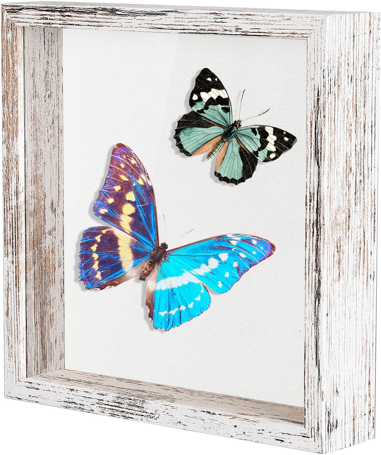 Califortree 8x8 Shadow Box Frame with Soft Linen Back - Push Pins Included, Memory Box Display Case for Flower, Tickets and 3D Items, Black