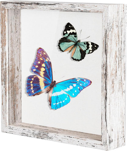 Califortree 8x8 Shadow Box Frame with Soft Linen Back - Push Pins Included, Memory Box Display Case for Flower, Tickets and 3D Items, Black