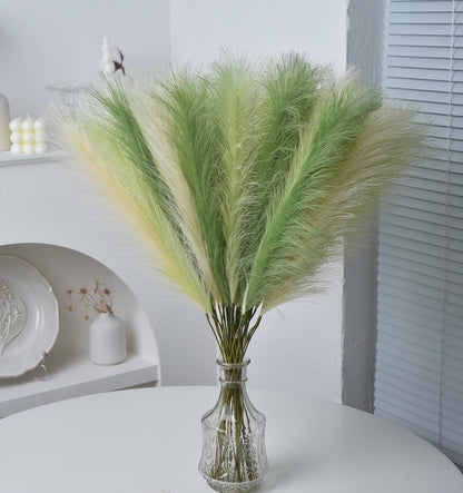 LSKYTOP Orange Pampas Grass Decor,23Inch 12pcs Faux Pampas Grass Bouquets Artificial Pampas Fake Pampas Flower for Home Living Room Bedroom Vase Decor