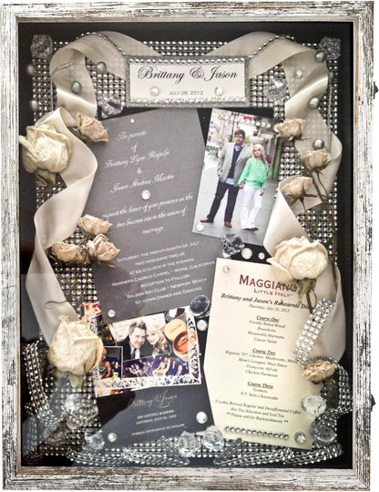 GraduatePro Shadow Box Frame 11x14 Display Case with Linen Back, Real Glass Window Door with Hinge, Picture Frame Wedding Bouquet Memorabilia Medals Photos Memory Box for Keepsakes, Carbonized Black