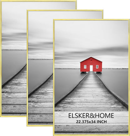 ELSKER&HOME 22.375 x 34 Poster Frame 3 Pack, Black Picture Frame for Horizontal or Vertical Wall Mounting, Sturdy and Scratch-proof