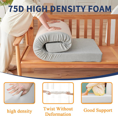 Custom Size Bench Cushion, Custom Bench Cushions for Indoor Furniture, 75D Foam Furniture Window Seat Cushion, Breakfast Nook, Mudroom, Banquette Bench Cushion, Non-Slip Bottom, Pipe Design