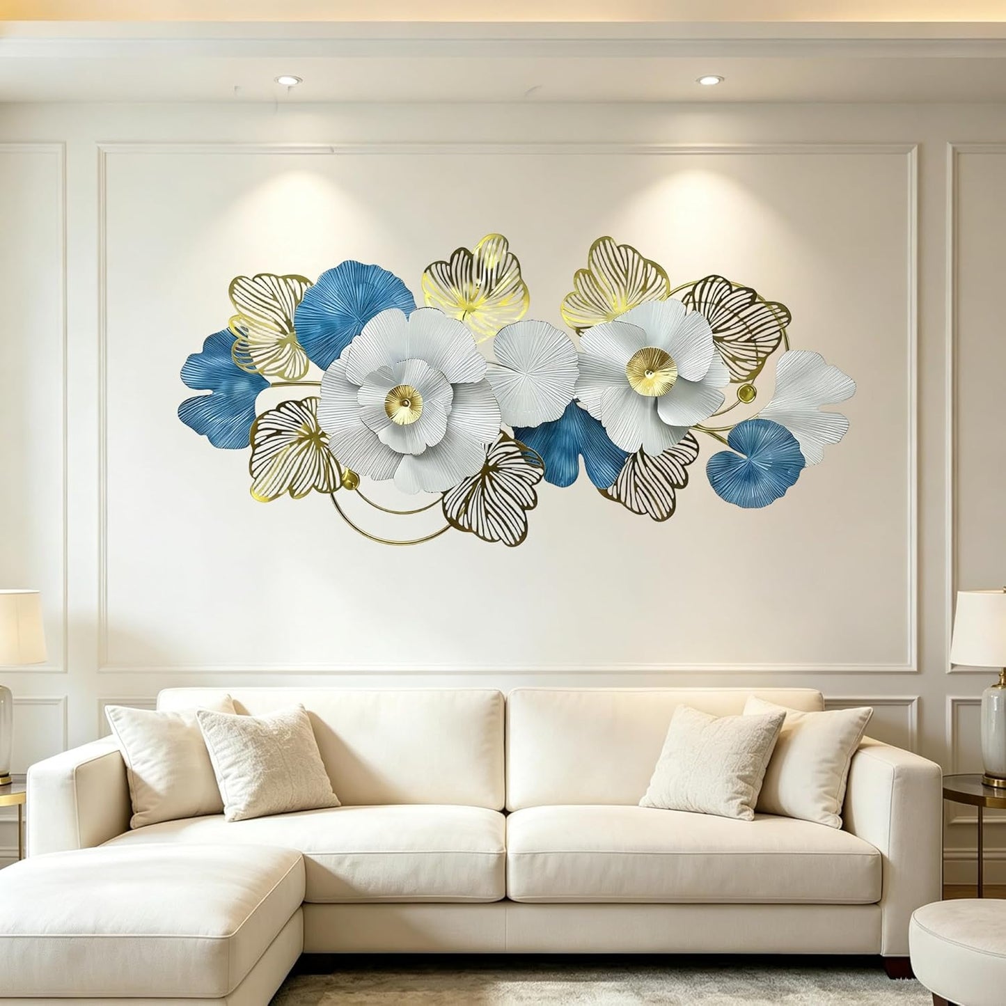 Roivikis Large Metal Wall Art Decor, 3D Abstract Lotus Leaves Wall Handcrafted Modern Decoration for Indoor Outdoor for Living Room, Bedroom, Entryway 52" x 24"