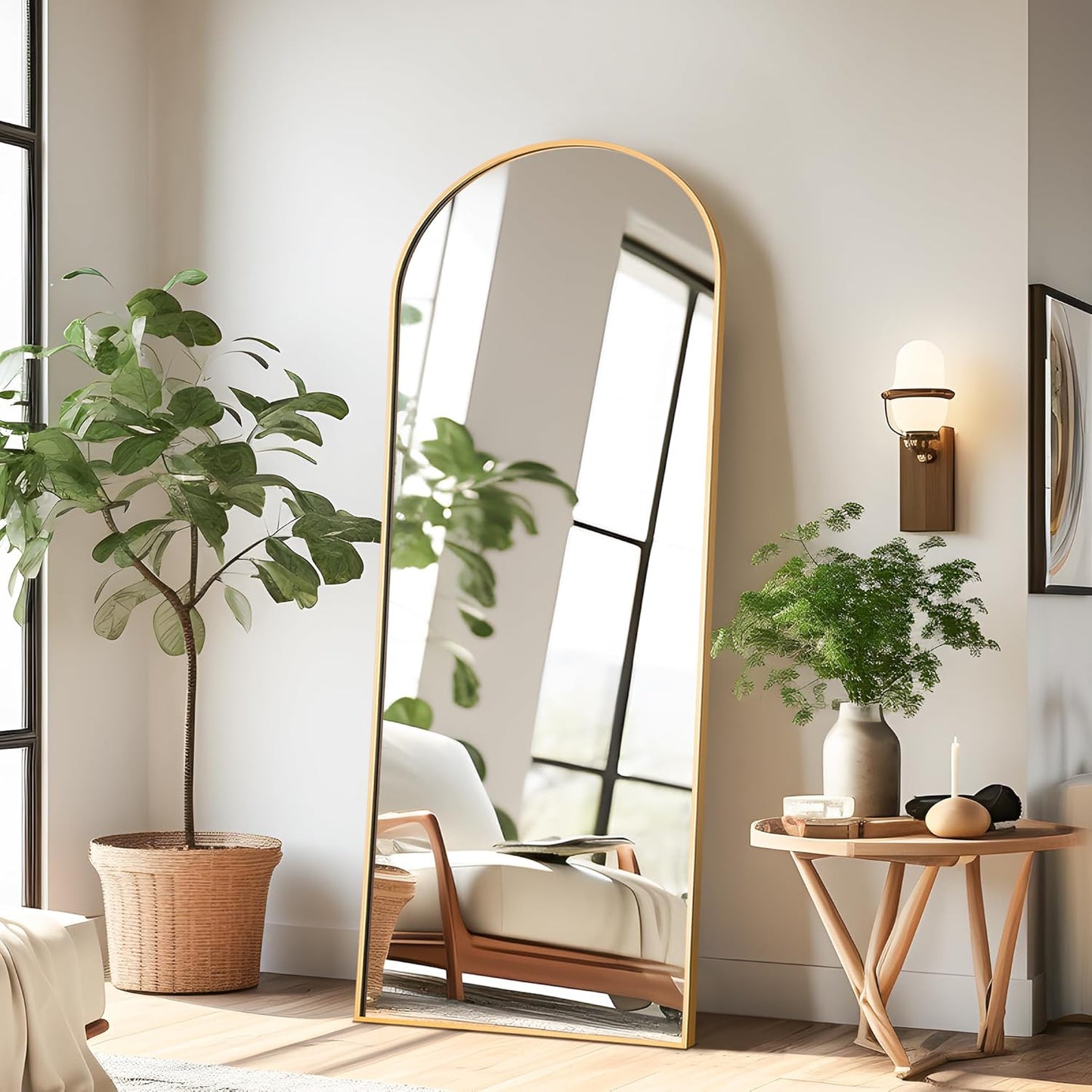 NicBex Full Length Mirror with Stand, 56"x19" Aluminum Alloy Frame Floor Mirror, Black, Shatter-Proof Glass - Free Standing, Leaning Against Wall or Wall-Mounted, for Bedroom Living Room Dressing Room