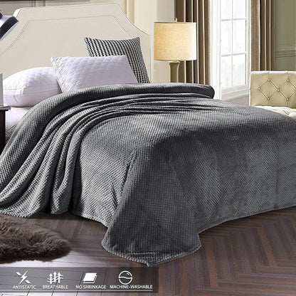 Exclusivo Mezcla Fleece Throw Blanket Extra Large, Super Soft and Warm Blankets for Couch, Sofa and Bed Waffle Textured, Cozy, Fuzzy and Lightweight (Slate Blue, 50x70 Inches)