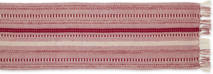 DII Farmhouse Braided Stripe Table Runner Collection, 15x72 (15x77, Fringe Included), Black