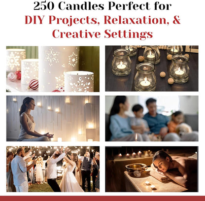 500 Pack Tealight Candles in Metal Cups - Clean, White Unscented Tealight Candles with 3 Hour Long Burning Time for Romantic Dinner, Weddings, Spa & Hotels