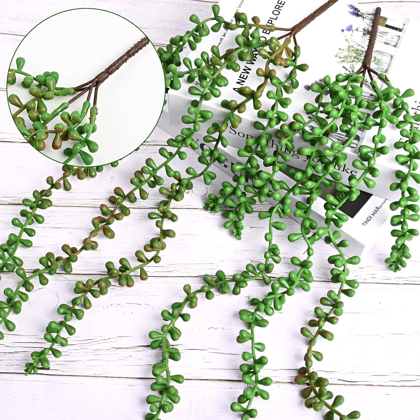 Waipfaru 4Pcs Fake Hanging Plants 2.7ft Fake Plants Eucalyptus Leaves UV Resistant Fake Vines Ivy Artificial Plants Outdoor Faux Plants Indoor Bedroom Living Room Boho Wall Porch Shelf Decor