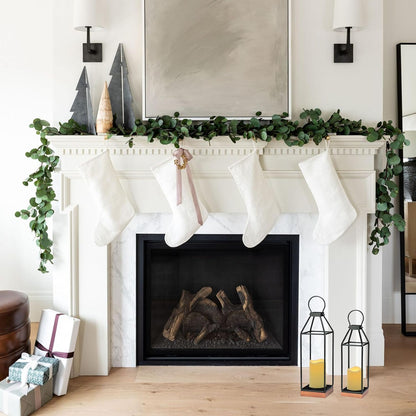 Perfnique Modern Farmhouse Lantern Decor, 15'' 13'' Set of 2 Black Metal Lantern, 2 LED 6hr Timer Flameless Candles ＆ Remote Timer, Lanterns Decorative for Outdoor, Home, Indoor, Patio, Christmas