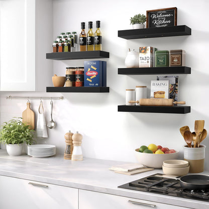 Sorbus Floating Shelves for Wall – 16 Inch Floating Shelf for Kitchen, Bedroom, Living Room, Bathroom, Home & Wall Decor - Mounted Bathroom Shelves with Invisible Brackets (Maple Wood, 2 Pack)