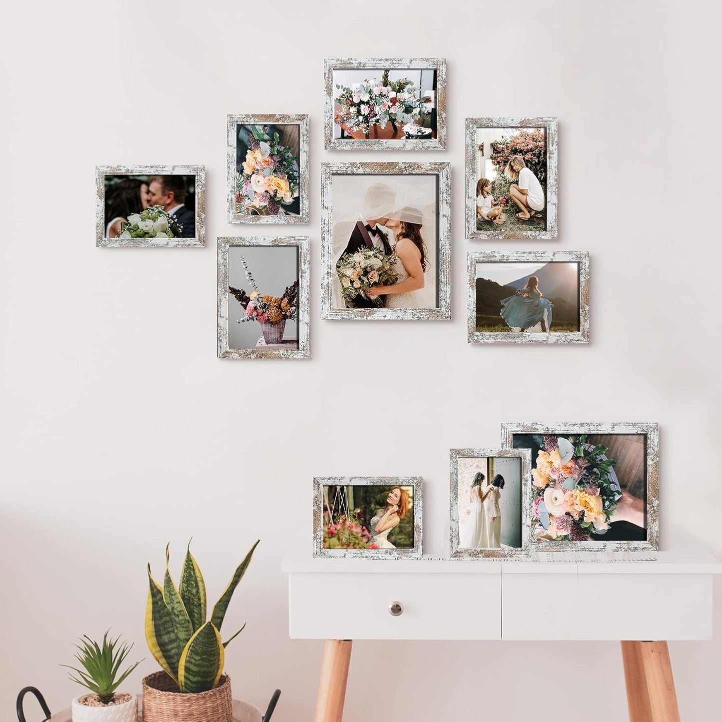 LUCKYLIFE Picture Frames Collage Wall Decor 10-Pack, Gallery Wall Frame Set with 8x10 5x7 4x6 Frames in 3 Different Finishes