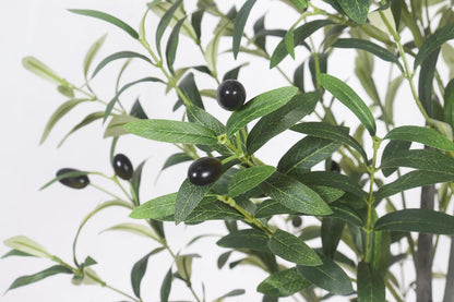 Artificial Olive Tree with White Pot,6FT high, Fake Tree containing 1440 Dense Leaves and 80 Highly Simulated Olive Fruits, Suitable for Home Office Living Room Floor Decoration