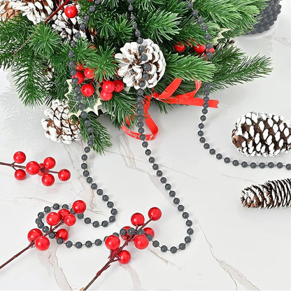 Craft String Pearls 10MM Beads Garland, 14 Yards Christmas Garland Faux Pearl Beads String Roll Bulk for DIY Craft, Wedding, Party, Christmas Tree Decoration