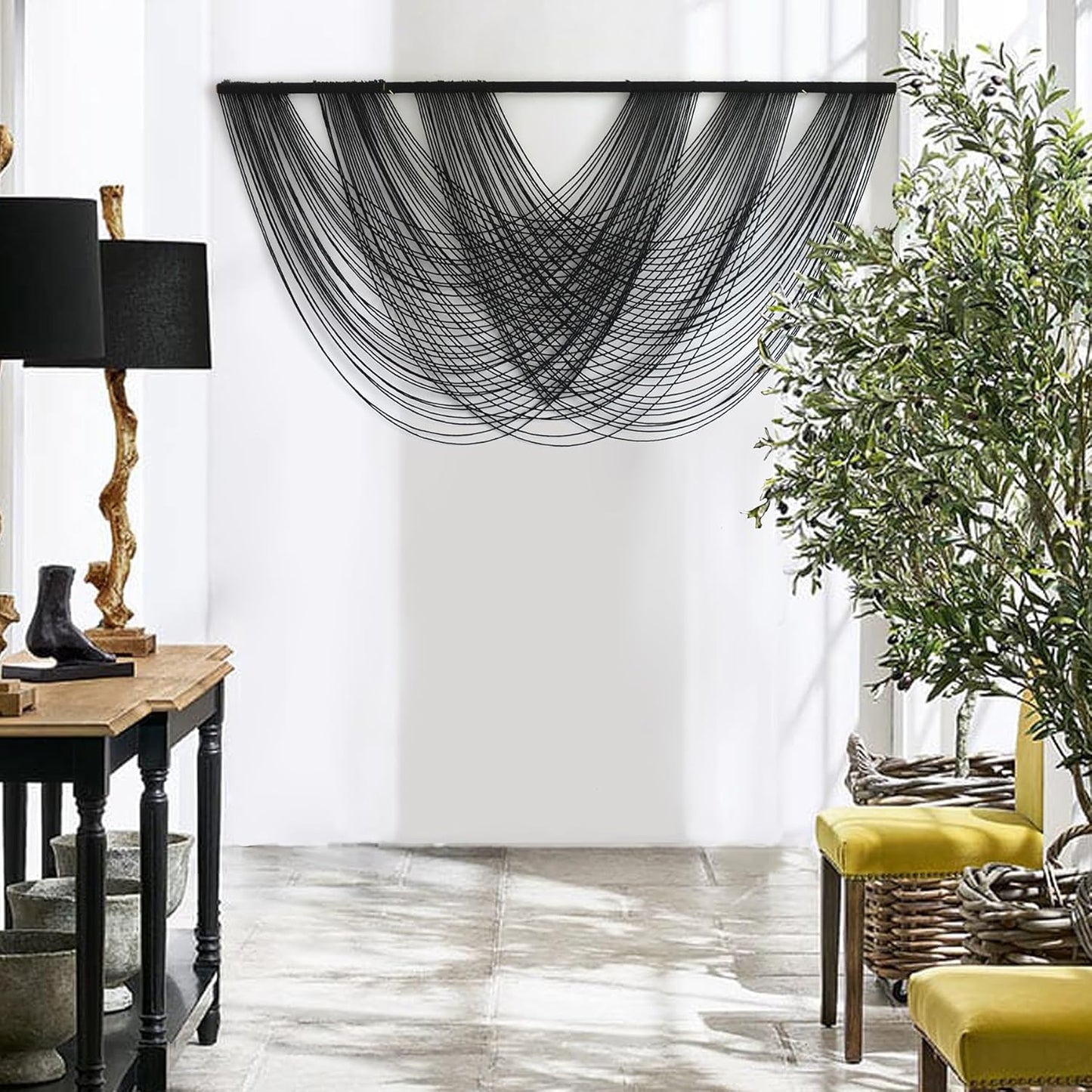 Flber Macrame Wall Hanging Boho Wall Decor Tapestry Dip Dyed Ombre Moss Green Handmade Wall Art Woven Cotton Rope Backdrop with for Bedroom Living Room, 57" W x 39" L