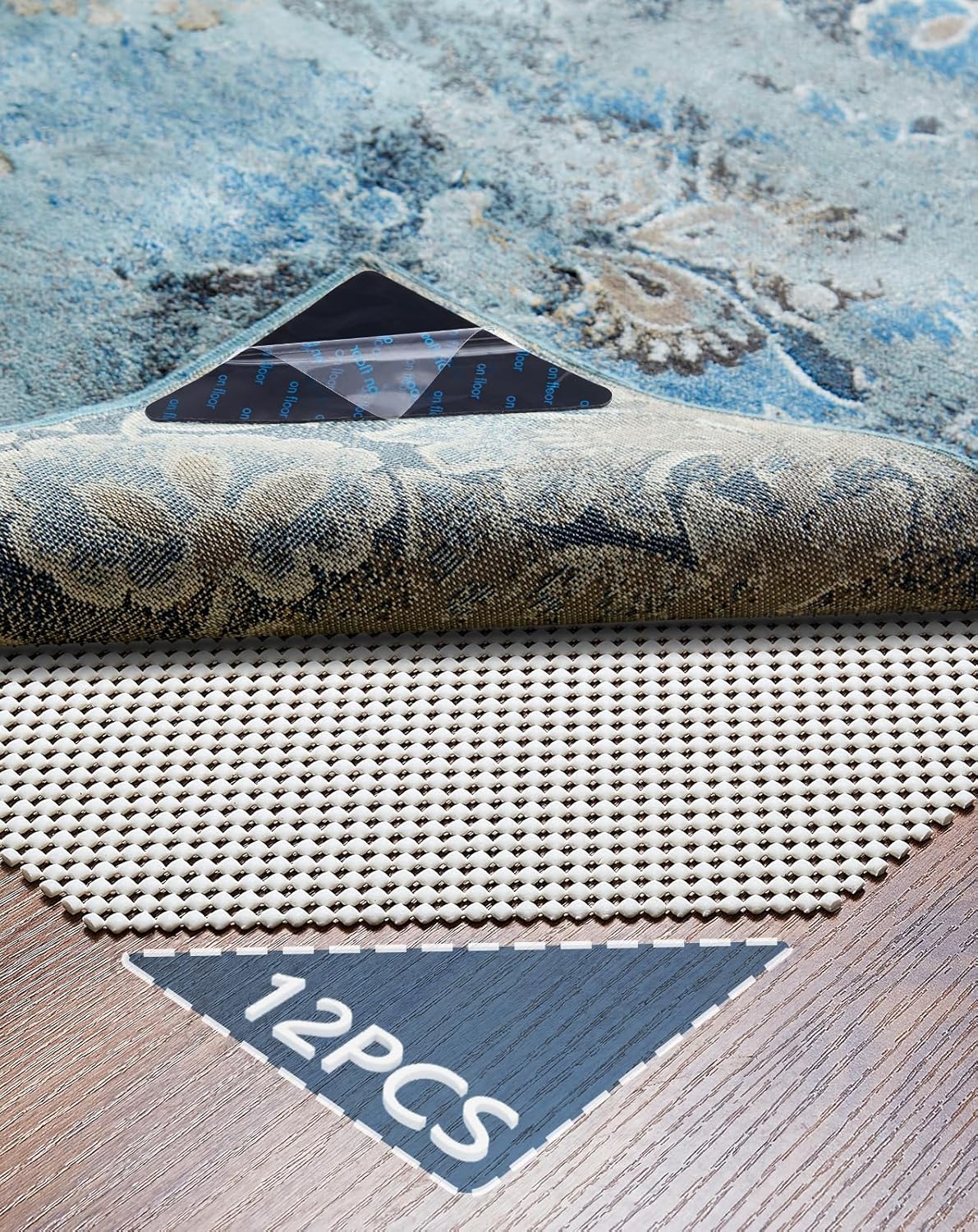 Veken Non Slip Rug Pad Gripper 8 x 10 Feet Extra Thick Pads for Any Hard Surface Floors, Keep Your Rugs Safe and in Place, Under Carpet Anti Skid Mat - Colors B