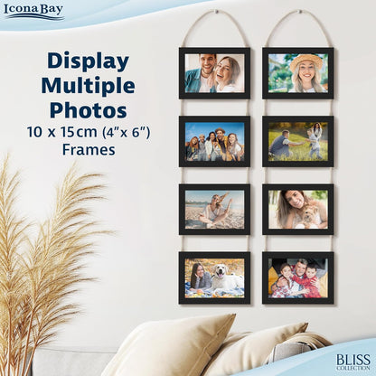 Icona Bay - 4x6 Wall Hanging Picture Frames Collage with 8 Openings - Distressed White, 2 Pack - Casual Style Engineered Wood Frames - Wall Mount Only - Bliss Collection