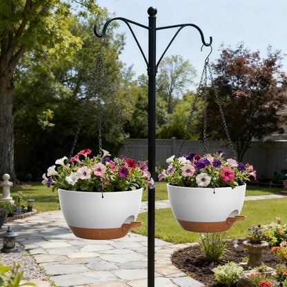 UOUZ 13 Inch 2 Pack Large Self Watering Hanging Planters for Indoor Outdoor Plants, Hanging Plant Pots with Removable 50 Oz Reservoir, Plastic Hanging Basket for Window Porch Garden Balcony, Black