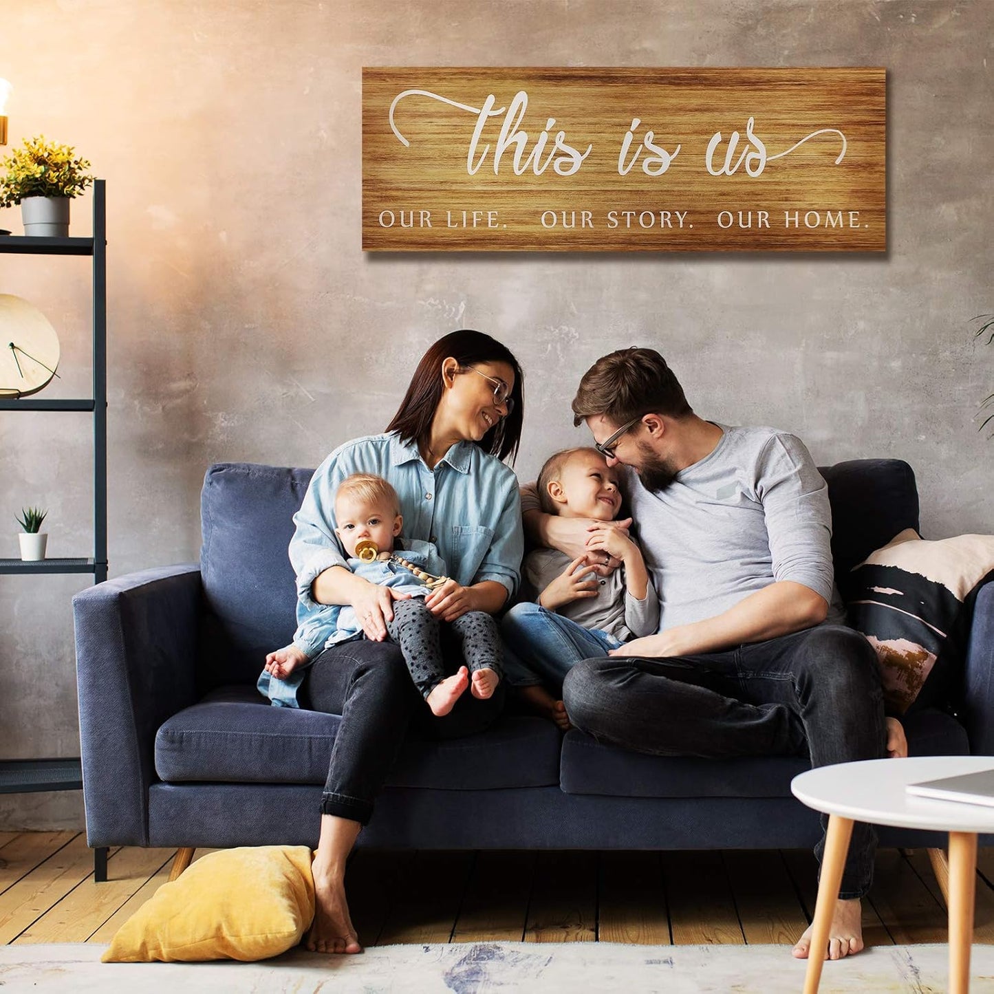 Jetec This Is Us Wall Sign Wooden Family Wall Plaques Inspiration Sign Farmhouse Entryway Rustic Plaques Art with Quotes for Living Room Bedroom Christmas Decorations(Antique White)