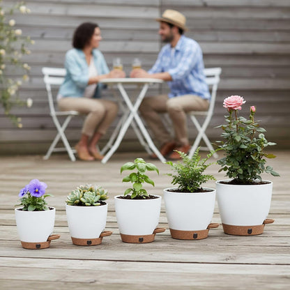 montresor 12/10/8 Inch Self Watering Pots for Indoor Plants Plastic Large Plant Pots for Outdoor Plants, Water Level Window & Spacious Reservoir Flower Pots Decorative Planter with Drainage and Tray