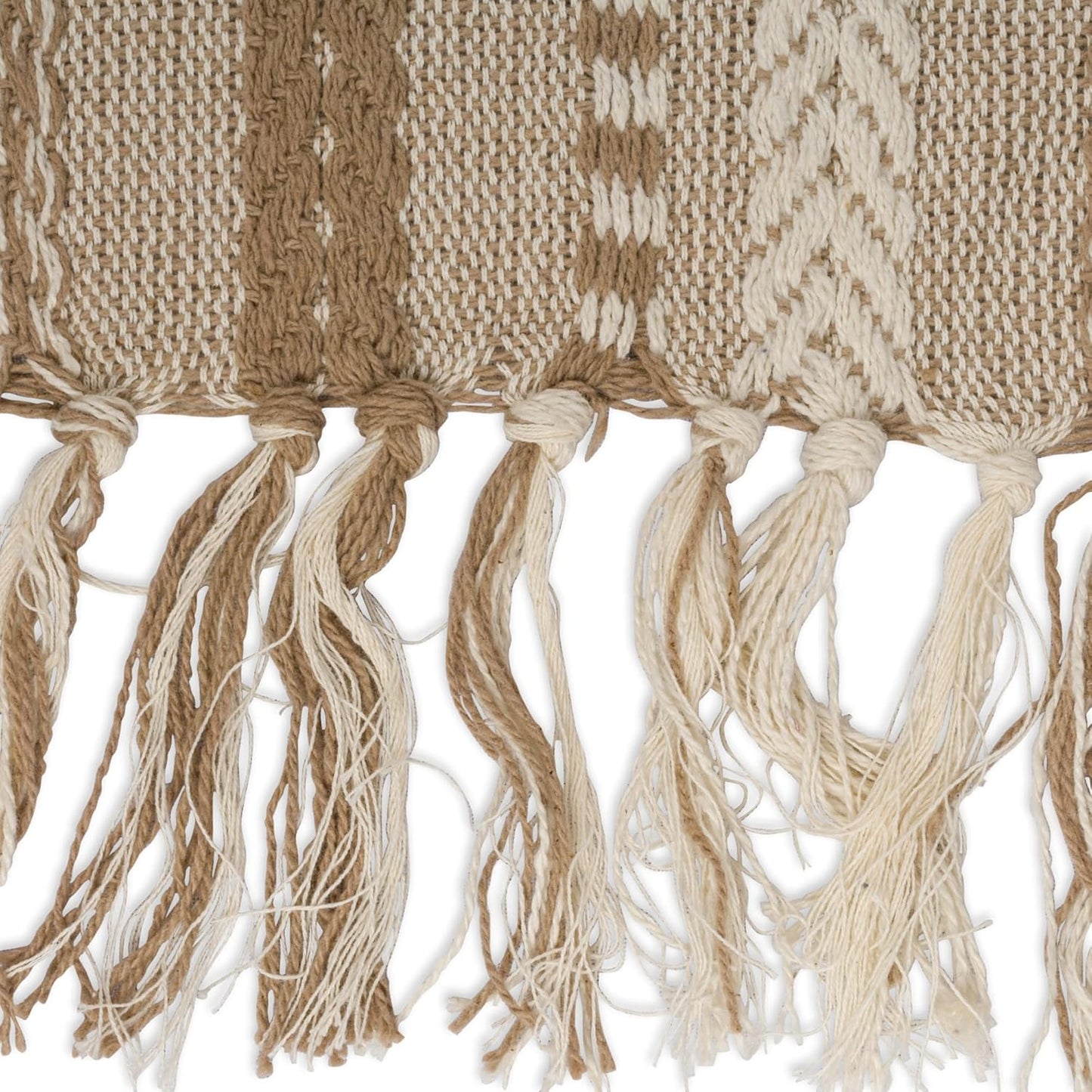 DII Farmhouse Braided Stripe Table Runner Collection, 15x72 (15x77, Fringe Included), Black