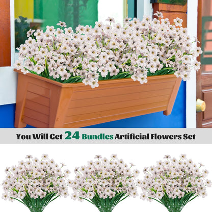 Lnoicy Artificial Greenery Plants Outdoor UV Resistant Fake Plants Boxwood Shrubs Grass,20 Bundles for Farmhouse Home Garden Office Patio Backyard Wedding and Indoor Outdoor Decoration