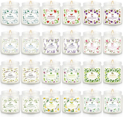 Howemon 24 Pack Scented Candles Set for Home, Relaxing Stress Relief, Aromatherapy - Natural Soy Wax and Fragrance - Gifts for Women, Mom, Best Friend, Wife, Birthday