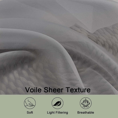 OWENIE Sheer Curtains 84 inches Long 2 Panels Set for Living Room/Bedroom, Rod Pocket Voile Sheer Panel Drapes, White, 2pcs, Each 42" W x 84" L - Colors A
