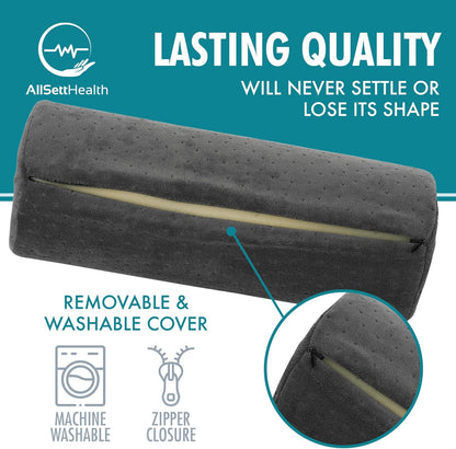 AllSett Health Round Cervical Roll Cylinder Bolster Pillow with Removable Washable Cover, Ergonomically Designed for Head, Neck, Back, and Legs || Ideal for Spine and Neck Support, Navy
