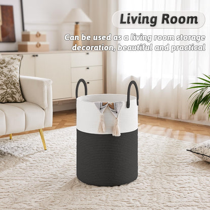Artfeel Laundry Basket,Woven Cotton Rope Laundry Hamper,60L for Decor Storage of Dirty Clothes,Toys and Blankets in Bathroom,Baby Room and Living Room