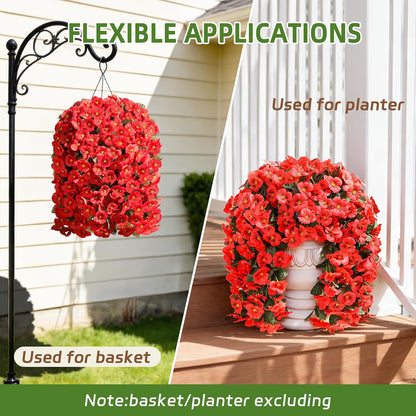 HyeFlora Artificial Flowers for Outdoors, 2pcs Faux Silk Pansies Flowers UV Resistant Fake Hanging Flower Plants for Outside Planters Porch Yard Patio Window Box (Mix Purple)