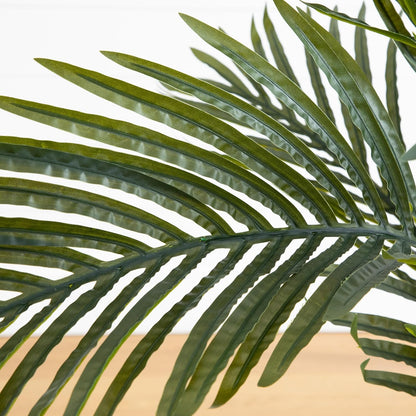 Nearly Natural 6.5ft Artificial Golden Cane Palm Tree, Lifelike Silk Indoor Palm With Three Textured Trunks Flexible Fronds Nursery Planter, Low Maintenance