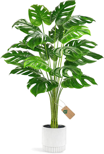 Der Rose 28" Fake Plants Large Artificial Monstera Faux Potted Plants Indoor Tall for Outdoor Living Room House Floor Front Porch Tree Decor