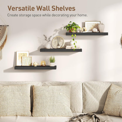 RALGEND Floating Shelves for Wall, 1.5" Thick Wall Shelf Set of 3 with Invisible Brackets, L31.5 x W7.9 Hanging Shelves Farmhouse Home Decor for Bathroom, Living Room, Bedroom, Rustic Brown 8301BJP3BF