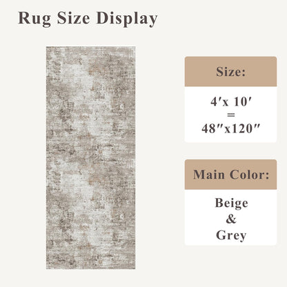 2x3 Washable Non-Slip Area Rug - Soft Low Pile Throw Rug for Kitchen Entryway Bedroom - Modern Indoor Door Mat with Rubber Backing (Beige Grey) - Colors A