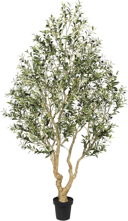 FEELEAD Olive Trees Artificial Indoor 7ft – Faux Olive Tree 7 Feet with Natural Looking Trunk, Realistic Leaves and Lifelike Fruits, Fake Olive Tree for Home Office Living Room Decor