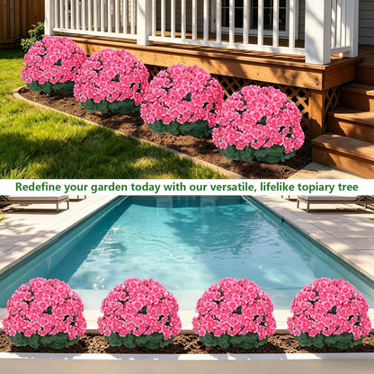 2Pack 4FT Artificial Bougainvillea Topiary Trees for Outdoor, Fake Silk Flowers Plants Bushes with Ground Spike, Faux UV Resistant Shurbs Trees for Outside,Front Porch,Patio,Balcony Decor