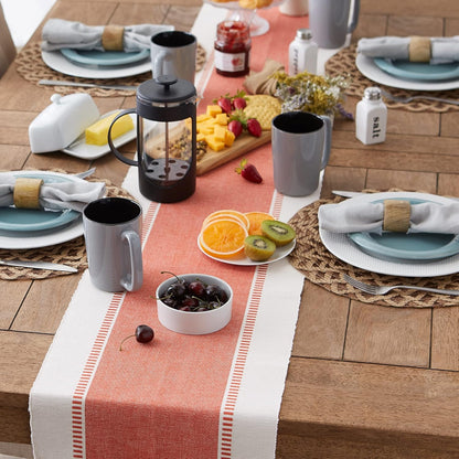 DII Dobby Stripe Woven Table Runner, 13x72-inch, French Blue