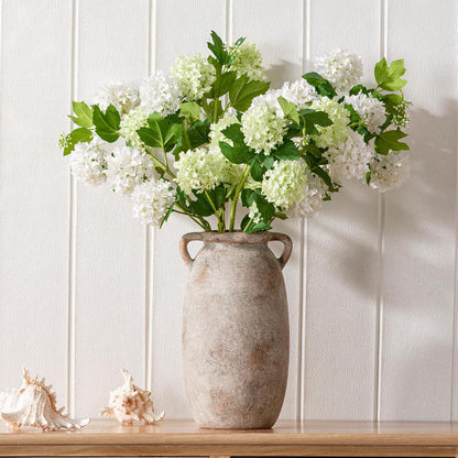Dobbyby Ceramic Flower Vase 7.6 inch Farmhouse Rustic Vase Decorative Pottery Terracotta Vases for Home Decor Table Mantle Fireplace Living Room Bathroom Wedding Centerpiece (Whitewashed)