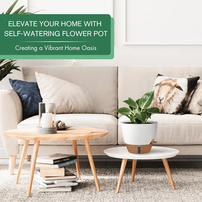 montresor 12/10/8 Inch Self Watering Pots for Indoor Plants Plastic Large Plant Pots for Outdoor Plants, Water Level Window & Spacious Reservoir Flower Pots Decorative Planter with Drainage and Tray