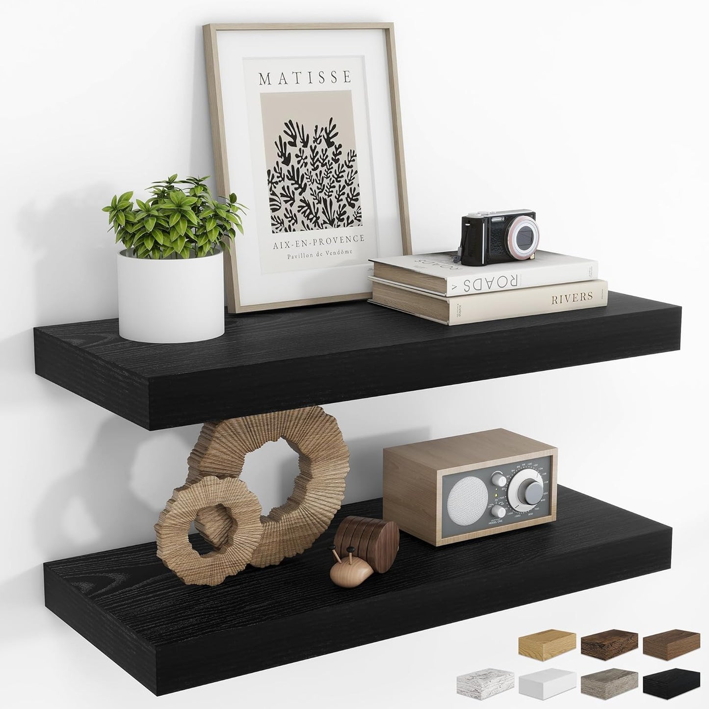 RICHFOCUS 72Inch Floating Shelves for Wall 2 Pack Shelves for Bedroom|Kitchen|Bathroom Wall Mounted Rustic Wood Floating Shelf with Invisible Brackets for Books|Storage|Decor, Rustic Brown