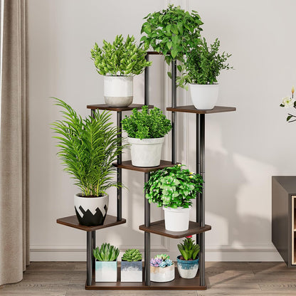 AZERPIAN Plant Stand 5 Tier Indoor Metal Flower Shelf for Multiple Plants Corner Tall Flower Holders for Patio Garden Living Room Balcony Bedroom, Black (5 Tier-Black)