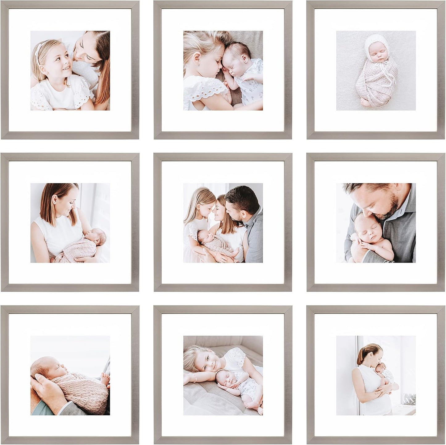 Sheffield Home 9 Piece Gallery Wall Frame Set, 11x14 in. matted to 8x10 in. (Matte Black)